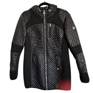 Michael Kors Women's Black Quilted Coat M Mid-Length Winter Casual